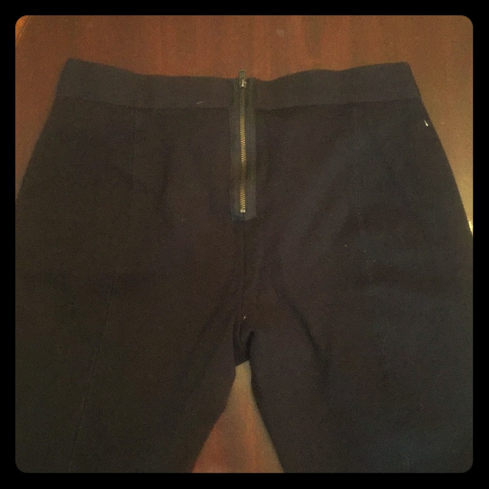 Black thick legging style pants with zipper